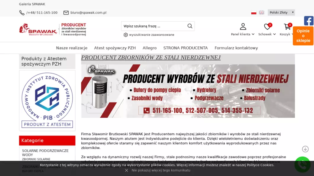 Spawak - producent wyrobów ze stali nierdzewnej - podgląd
