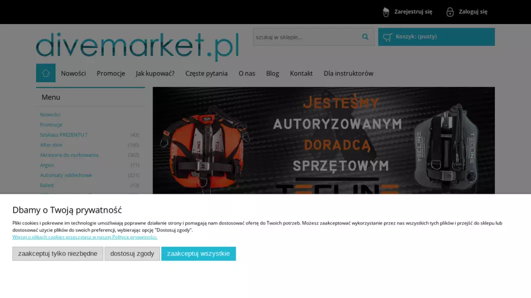 Sklep nurkowy Warszawa | DiveMarket.pl - podgląd